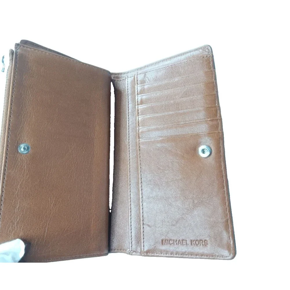 Michael Kors Astor Leather Wallet Cognac Brown Vintage